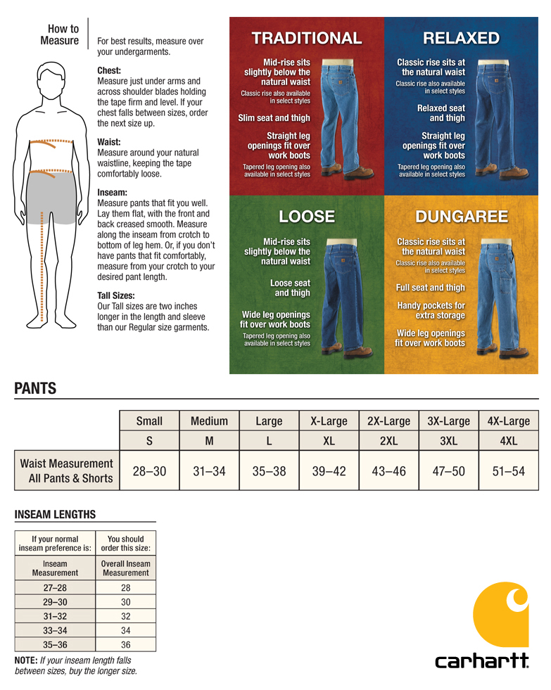 carhartt pants fit guide