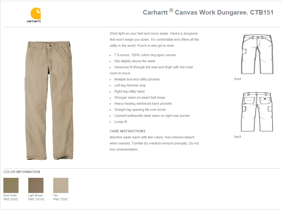 Carhartt - Canvas Work Dungaree. CTB151